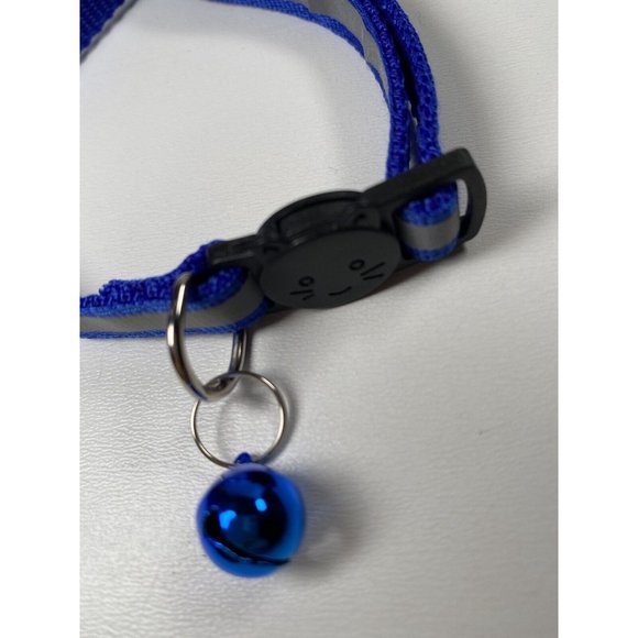 Blue Cat Breakaway Collar New With Jingle Bell And Reflective Strip - Picture 2 of 5